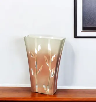 11" Brown Leaf Lead Free Crystal Table Vase