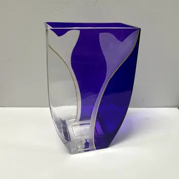 11" Clear And Purple Floral Lead Free Crystal Table Vase