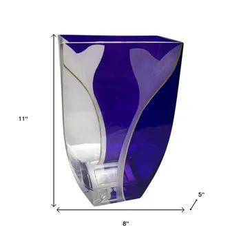 11" Clear And Purple Floral Lead Free Crystal Table Vase
