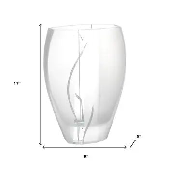 11" Clear And White Abstract Lead Free Crystal Table Vase