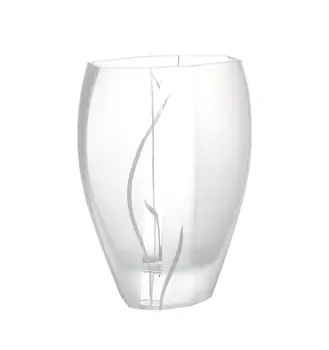 11" Clear And White Abstract Lead Free Crystal Table Vase