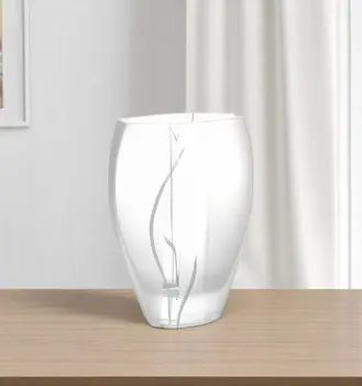11" Clear And White Abstract Lead Free Crystal Table Vase