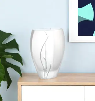 11" Clear And White Abstract Lead Free Crystal Table Vase
