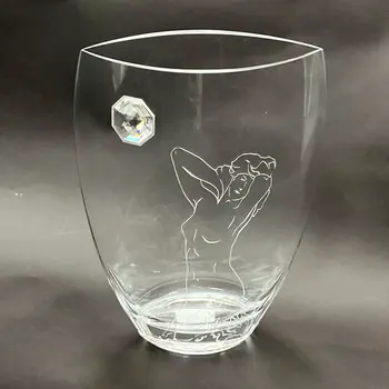 13" Clear Oval Lead Free Crystal Modern Abstract Woman Table Vase With Crystals