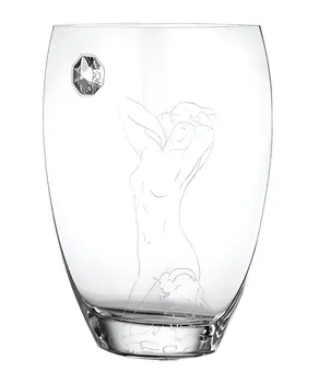 13" Clear Oval Lead Free Crystal Modern Abstract Woman Table Vase With Crystals