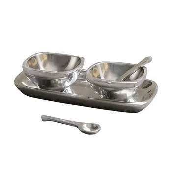2" Silver Aluminum Square Candy or Nut Bowl