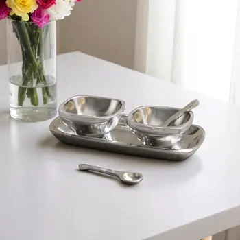 2" Silver Aluminum Square Candy or Nut Bowl