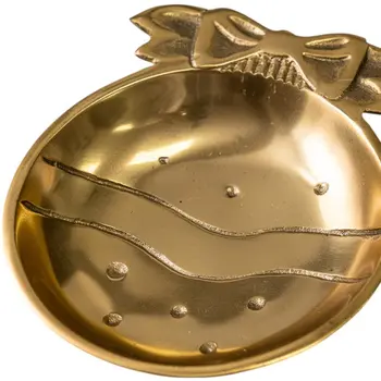 6" Gold Aluminum Christmas Ornament Round Candy or Nut Bowl