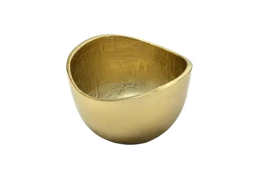 6" Gold Aluminum Asymmetrical Edge Round Candy or Nut Bowl
