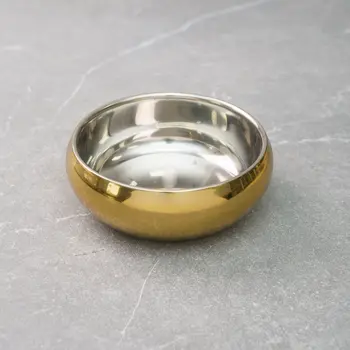 5" Gold And Silver Stainless Steel Double Wall Round Candy or Nut Bowl