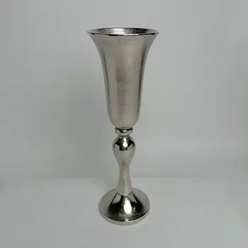 16" Silver Trumpet Aluminum Table Vase
