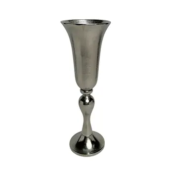 16" Silver Trumpet Aluminum Table Vase