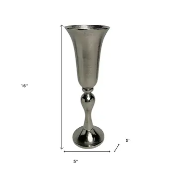 16" Silver Trumpet Aluminum Table Vase