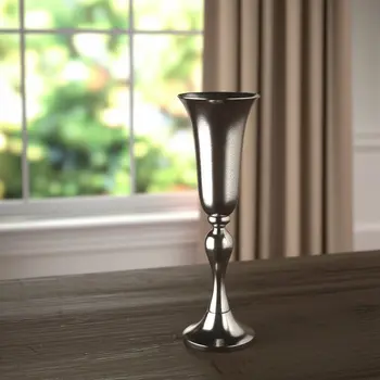 16" Silver Trumpet Aluminum Table Vase