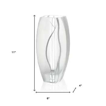 11" Clear And White Abstract Lead Free Crystal Table Vase