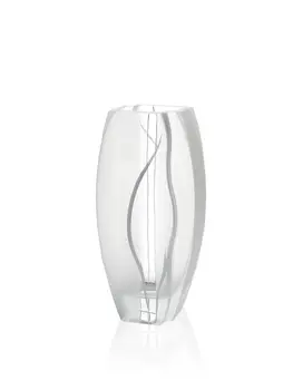 11" Clear And White Abstract Lead Free Crystal Table Vase