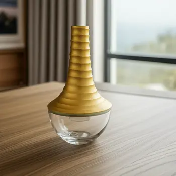 16" Clear And Gold Lead Free Crystal Table Vase