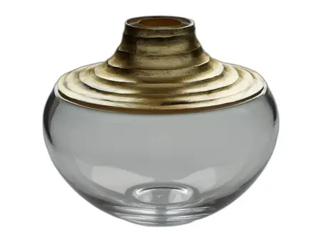 10" Clear And Gold Lead Free Crystal Table Vase