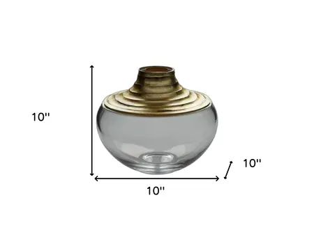 10" Clear And Gold Lead Free Crystal Table Vase