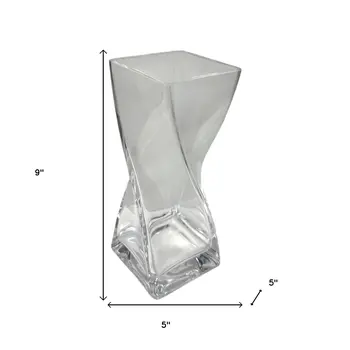 9" Clear Lead Free Crystal Twisted Helix Table Vase