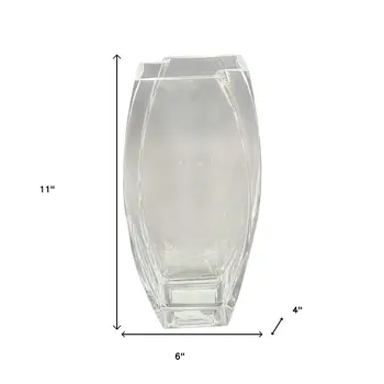 11" Clear Lead Free Crystal Asymmetrical Table Vase