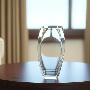 11" Clear Lead Free Crystal Asymmetrical Table Vase