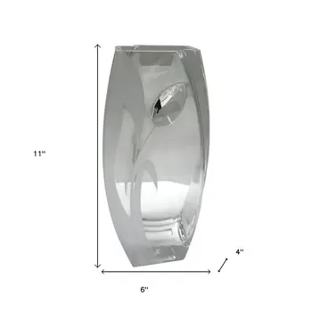 11" Clear And White Lead Free Crystal Table Vase With Crystals