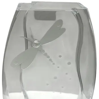 11" Clear And White Dragonfly Lead Free Crystal Table Vase With Crystals