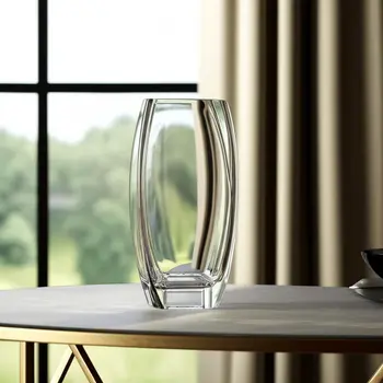 14" Clear Lead Free Asymmetrical Crystal Table Vase