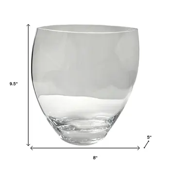 10" Clear Oval Lead Free Crystal Table Vase