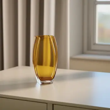 11" Amber Lead Free Crystal Table Vase