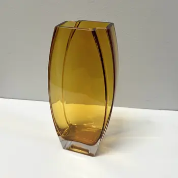 11" Amber Lead Free Crystal Table Vase