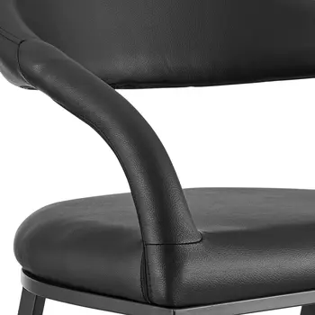 30" Black Faux Leather and Iron Low Back Bar Height Bar Chair