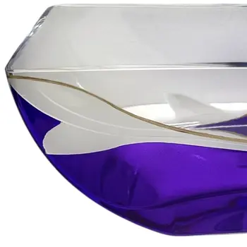 10" Clear And Purple Lead Free Crystal Novelty Centerpiece Bowl