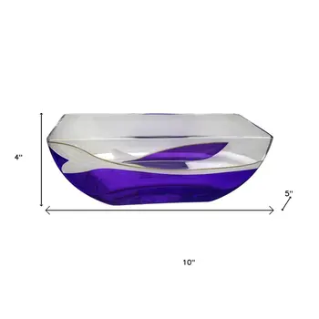 10" Clear And Purple Lead Free Crystal Novelty Centerpiece Bowl