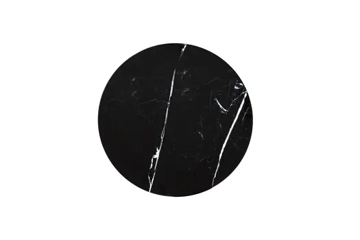 20" Silver And Black Faux Marble And Glass Round Mirrored End Table
