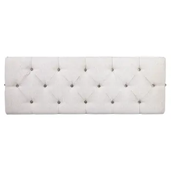 48" Ivory and Black Tufted Velvet Upholstered Bench