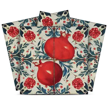 6" x 6" Blue And Red Vinyl Arabesque Peel And Stick Removable Tiles