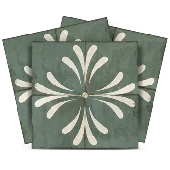 7" x 7" Gray Vinyl Arabesque Peel And Stick Removable Tiles