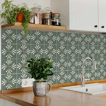 12" x 12" Gray Vinyl Arabesque Peel And Stick Removable Tiles