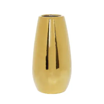 7" Gold Oval Ceramic Table Vase