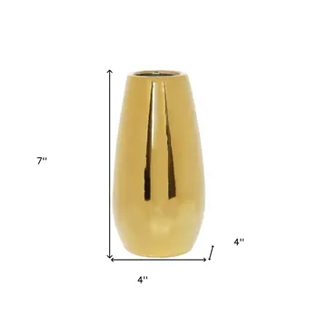 7" Gold Oval Ceramic Table Vase