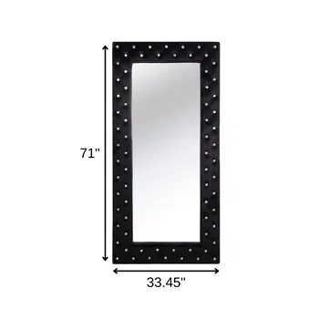 71" Black Wood and Faux Crystal Framed Freestanding and Wall Mount Standing Mirror