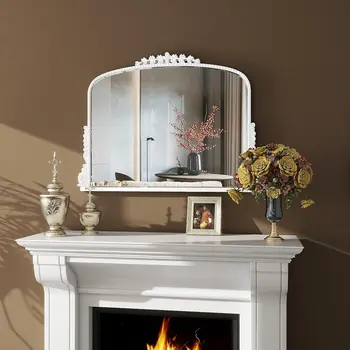 35" White Arch Framed Accent Mirror