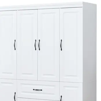 72" White Six Door Two Drawer Combo Dresser