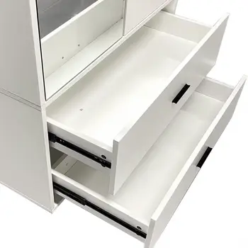 71" White Mirrored Two Door Two Drawer Combo Dresser