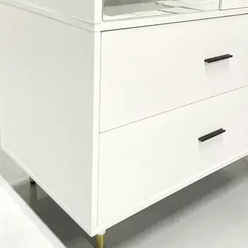 71" White Mirrored Two Door Two Drawer Combo Dresser