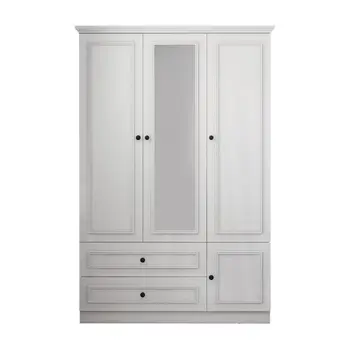 71" White Mirrored Four Door Two Drawer Combo Dresser