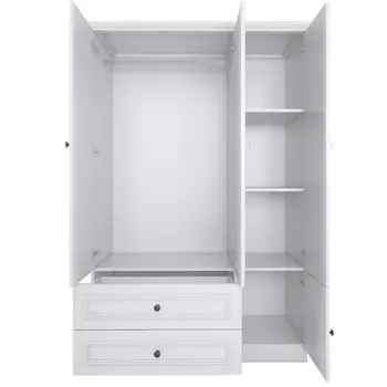 71" White Mirrored Four Door Two Drawer Combo Dresser
