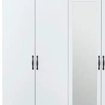 74" White Mirrored Four Door Four Drawer Combo Dresser